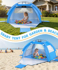 All In One Beach Tent With Solar Cooling Fan For Babies And Toddlers Anti UV Sun Shelter Portable Travel Beach Shade Tent with child playing