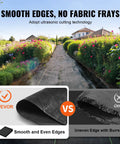 Installed Heavy Duty 4x100 Ft Woven Weed Barrier Landscape Fabric for Landscaping and Driveways showing smooth edges path.
