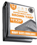 16 Ft By 20 Ft Heavy Duty Poly Tarp, 16 Mil Thick, Waterproof Tarpaulin With UV Protection, Rot Rip Tear Proof, Reinforced Edges