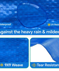 8x10 Ft Tarp Pack Of 4 Ultra Durable 5 Mil Waterproof Poly Tarps showcasing waterproof and UV-resistant features
