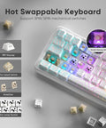 Next Level Tri Mode Wireless Mechanical Keyboard With Buttery Smooth Cnc Volume Knob Hot Swap Ready Pre Lubed Linear Switches Cozy Gasket Mount Rgb Gamer Board For Desktop Workstation Setups with PBT keycaps and hot-swappable sockets.