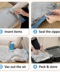 Steps to use Rechargeable Cordless Vacuum Storage Bags With USB Pump for Travel Space Saving Luggage Bags for Clothes