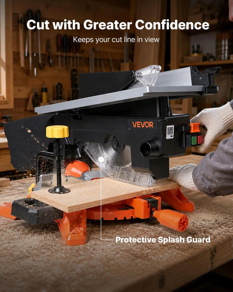 Two-In-One Miter And Table Saw With 8-1/4 Inch Blade, Precision Laser Alignment, 4800 RPM, Adjustable Angles, Splash Guard in workshop
