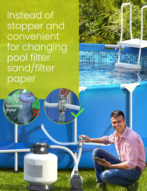 Split Pool Plunger Valve For Pool Filter Circulation Systems With Dual Hose Fittings Fits 1.25 Inch And 1.5 Inch Hoses Vacuum Ready Easy Flow Control And Quick Connect With Other Pool Fittings And Adapters For A Flexible DIY Setup on pool hose setup