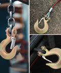 Ten Pack Five Sixteenth Inch Forged Steel Clevis Slip Hooks With Safety Latch For Towing And Winch Heavy Duty G70 Clevis Grab Hooks Two Ton Capacity Opening Approximately Zero Point Seven Inches Corrosion Resistant in use