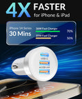 70W 3 Port Fast Car Charger With USB C PD And USB A QC Quick Charge For iPhone 14 13 12 11 Pro Max Mini SE XR X 8 7 6 Plus And iPad