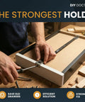 Person installing Drawer Repair Kit Easy Fix For Sagging Buckled Drawers 3 Pack Reinforcers to Strengthen Cabinets and Office Drawers Quick Setup No Fuss Prevents Drawer Collapse Under Heavy Loads on a wooden drawer.