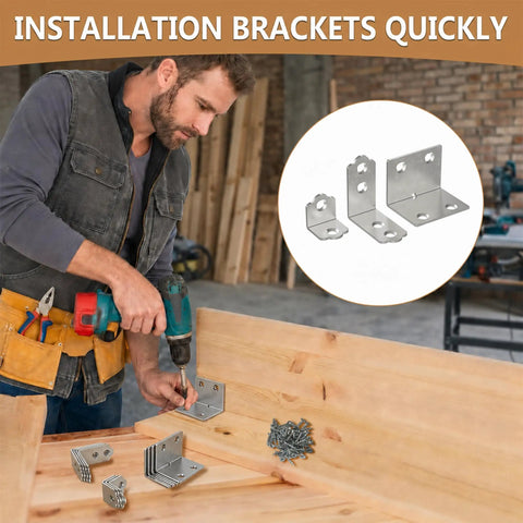 Heavy Duty L Shaped Corner Brackets Set With Three Sizes Built Tough Metal Includes 80 Screws And 80 Self Tapping Screws Rust