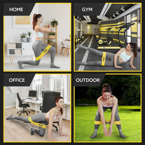 Fabric Resistance Band Set For Legs And Glutes Thick No Roll Loops Five Levels From Mini To Extra Heavy For Squats Lunges Hip Circles And Booty Workouts Ideal For Women And Men And Physical Therapy