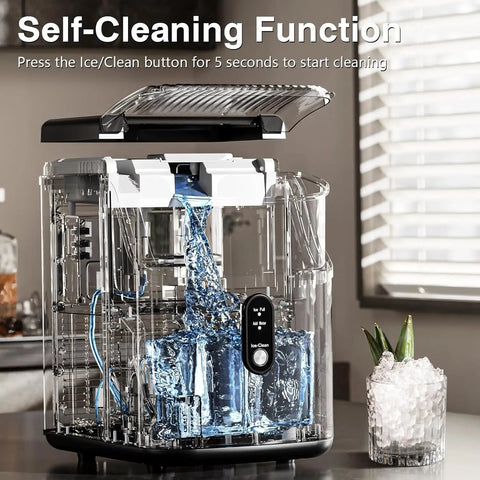 Nugget Ice Maker Countertop Portable Ice Machine With Scoop And Basket 34 Lbs Per 24 Hours Fast Ice Self Cleaning One Click Operation