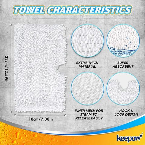 Replacement Steam Mop Pads For Shark Pocket Mops S3500 Series And Euro Pro Models with dimensions and features.