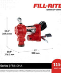 Heavy Duty Cast Iron Fuel Transfer Pump With Automatic Nozzle And Discharge Hose, 15 Gallons Per Minute 115 Volt Motor, Built Like A Tank For Gas Diesel And Kerosene, red pump dimensions