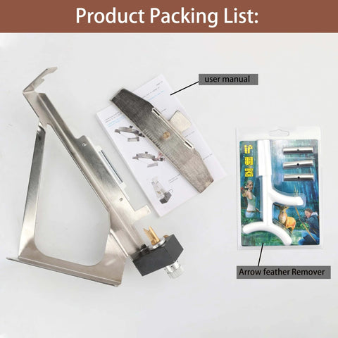 Adjustable Archery Fletching Jig With Straight Clamp For DIY Arrow Shafts Includes user manual and arrow feather remover