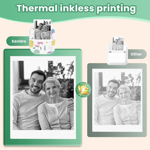 Comparison of Portable Mini Sticker Printer With Bluetooth Inkless Thermal Technology; XenGro vs Other brand print quality.