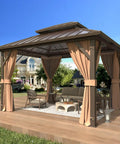 10 Foot By 12 Foot Hardtop Gazebo With Aluminum Frame And Galvanized Steel Double Roof Built Tough For Snow And Wind Heavy Duty Outdoor Pavilion With Curtains And Netting For Patio Lawn Or Deck