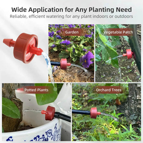 Pressure Compensating Drip Irrigation Emitters 4 GPH Self Cleaning Constant Flow Heads for Garden and Lawn in use