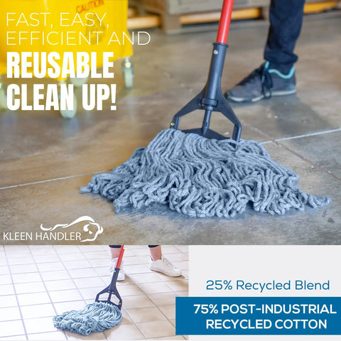Heavy Duty Commercial Wet Mop Replacement Heads Pack Of 3 Blue Cotton Loop End String Mop Refills For Industrial Floors And Janitorial Cleaning In Professional Environments