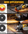 Hardcore Cordless Angle Grinder 4 Inch Smooth Operator cuts, grinds, and polishes metal, showcasing versatility for home renovation.