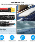 10 Foot MC4 To XT60 Solar Charge Cable With 12AWG Pure Copper Conductors And Waterproof Connectors, IP67 Rated, Connectors Detail