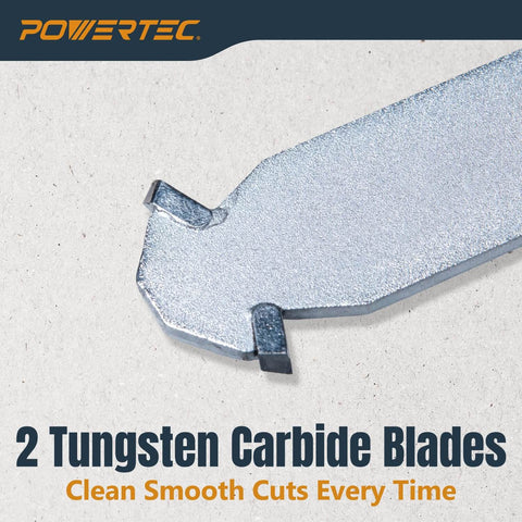 Close-up of dual tungsten carbide blade from Heavy-Duty Backer Board Scoring Knife with Dual Tungsten Carbide Blades.