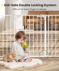 Deluxe Walk Through Pet Gate For Stairs And Doorways One Hand Operation Hardware Mounted Extra Wide Opening baby and kitten