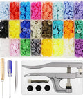 Snap Fasteners Kit With Pliers For Crafts And Cloth Diapers, 384 Sets In 24 Colors, Size 20 T5 Plastic Closures, no-sew pliers included