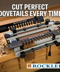 Versatile Dovetail Jig Kit With Router Template Guide Bushing And More for woodworking on a wooden workbench
