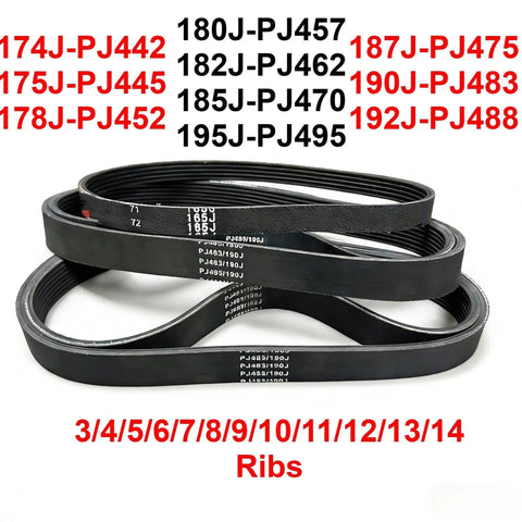 Beefy 6 Rib Drive Belt For Conveyor Systems 174J 175J 178J 180J 182J 185J 187J 190J 192J 195J Replacement Industrial Equipment
