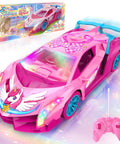 Girls Rainbow Glow Remote Control Car with Drift Wing and Unicorn Style Lights 2.4GHz Easy to Drive 1 to 18 Scale