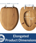 Natural Oak Veneer Toilet Seat With Chrome Hinges Elongated Fit Durable Wood Look Ideal For Quick Bathroom Upgrades
