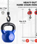 Image showing Heavy Duty Manual Lever Hoist With One Ton Capacity And Eight Foot Lift, Galvanized Hand Chain And G80 Load Chain for various applications.