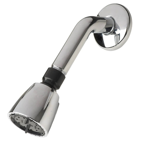 Chrome shower head and flange from Two Handle Non Metallic 8 Inch Tub And Shower Diverter Kit For Mobile Homes With Chrome Shower Head Arm And Flange Easy Install Tough Plastic Valve With Washerless Cartridge.