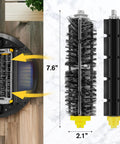 10 Pack Roomba 600 Series Replacement Parts Kit With Side Brushes, Filters, Bristle And Beater Brushes For Roomba 675 690 image showing bristle and beater brush dimensions.