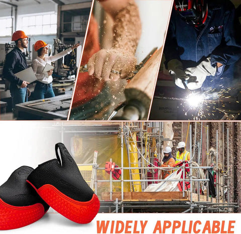 Badass Steel Toe Shoe Covers With Non Slip Oil Resistant Soles And Thick Leather Lining For Heavy Duty Industrial Safety and use in various work environments.
