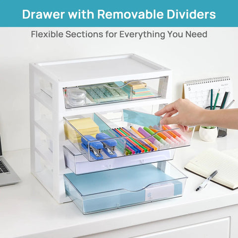 Slick Clear Desktop Organizer With Four Tier Pull Out Drawers And Built In Dividers Keep Your Boss Level Workspace Clean And Ready To Grind For Any Office Supplies Or Stationery Storage Setup