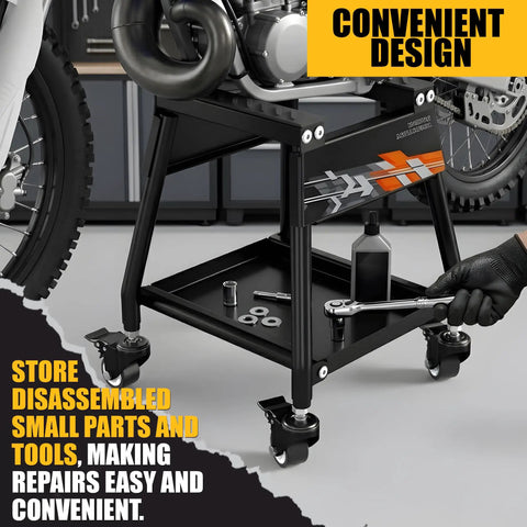 Beefed Up Heavy Duty Dirt Bike Stand With Wheels Universal Detachable Lift Panel Anti Slip Maintenance Stand for repairs