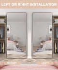 Badass Quality Mirrored Sliding Barn Door Featuring Slick Steel Construction And No Fuss Soft Close Track Designed For Easy Home Makeovers With Prime Cut Safety Backed Glass Pane in left and right installation options.