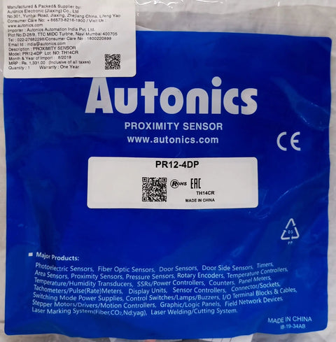 Packaging of PR12-4DP Inductive Proximity Sensor With PNP Output 4mm Sensing Range 10 To 30V DC 500Hz Response Heavy Duty.