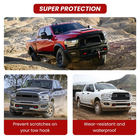 RAM 2500 3500 Front Tow Hook Covers Hitch Cover Custom Fit 2019 2026 Red Truck Ready Style Durable Front Bumper Tow Hook Cap