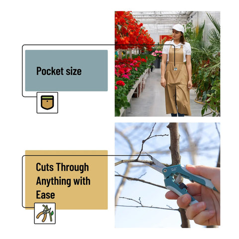 Image showing Gardening Pruning Shears 6.5 Inch With Straight Stainless Steel Blade cutting tree branch.