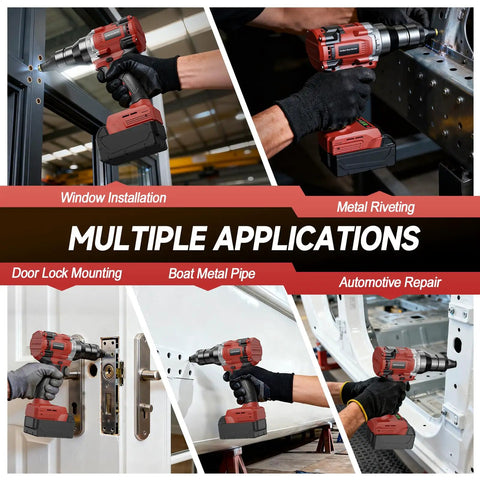 Cordless Rivet Nut Gun For Milwaukee 18V Power, No Battery Included, used in window installation, door lock mounting, metal riveting.