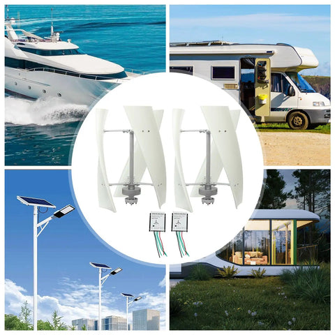 Vertical Wind Turbine Generator 24V 100W With 3 Nylon Fiber Blades in home, boat, and streetlight settings