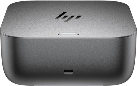 Universal Thunderbolt 4 Docking Station With 280W Power Delivery And USB C Port Replicator Bundle For Laptops, compact gray hub front view.