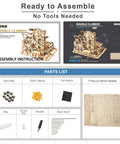 Marble Run 3D Wooden Puzzle Kit For Adults Hands On Brain Teaser And DIY Model Build Fortress Edition Educational STEM Craft For Grownups Portable Display Ready Complex Mechanisms Educational Toy For Adults parts and assembled size 255x229x204mm