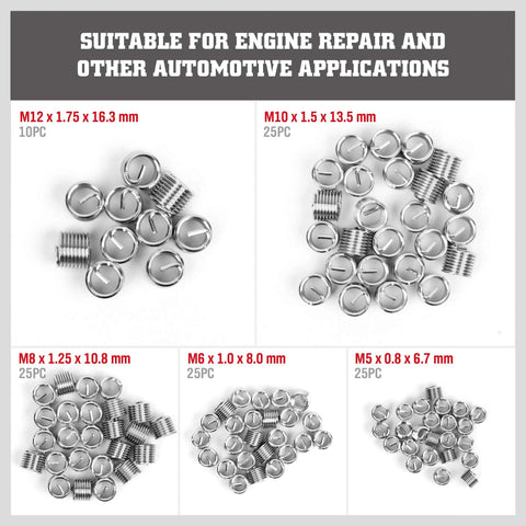 Workhorse Helicoil Thread Repair Kit 131 Piece Set With HSS Drills Inserts Taps And Tools includes various insert sizes