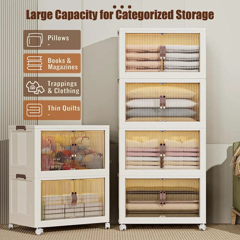 Super Sized 102 Quart Storage Bin With Double Opening Doors For Living Room Or Toy Room Clutter Control Folds Flat Stacks Tight Rolls Anywhere Easy Daily Transport