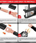 Instructions for installing the Heavy Duty Copper Wire Ring Terminals Kit For 1/0 Gauge Cables Including 3/8 Inch And 5/16 Inch Lugs
