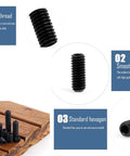 720 Piece Hex Socket Drive Cup Point Set Screws Kit Pro Grade M2 Through M6 In 12 Sizes Carbon Steel Black Grub Screws
