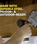 Rock Solid Home Gym Wall Mount For Suspension Training Straps, Heavy Duty Steel Bracket being installed on a wooden beam.