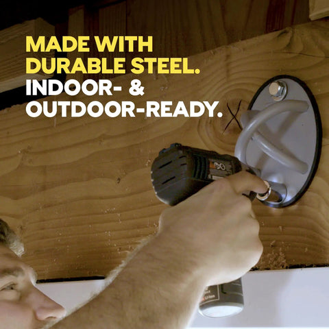 Rock Solid Home Gym Wall Mount For Suspension Training Straps, Heavy Duty Steel Bracket being installed on a wooden beam.
